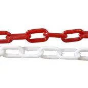 BOLSA 25mt CADENA PLASTICO BLANCA-ROJA 8mm