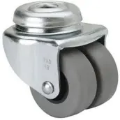RUEDA DOBLE 40mm TORNILLO PASANTE ZINCADA  3.0014