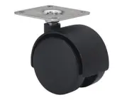 RUEDA DOBLE PLASTICO NEGRO 35mm PLACA ZIN 1-0342