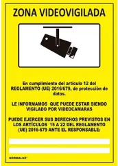 SEÑAL ZONA VIDEO VIGILADA 625ESP 210X297 PVC RD30042